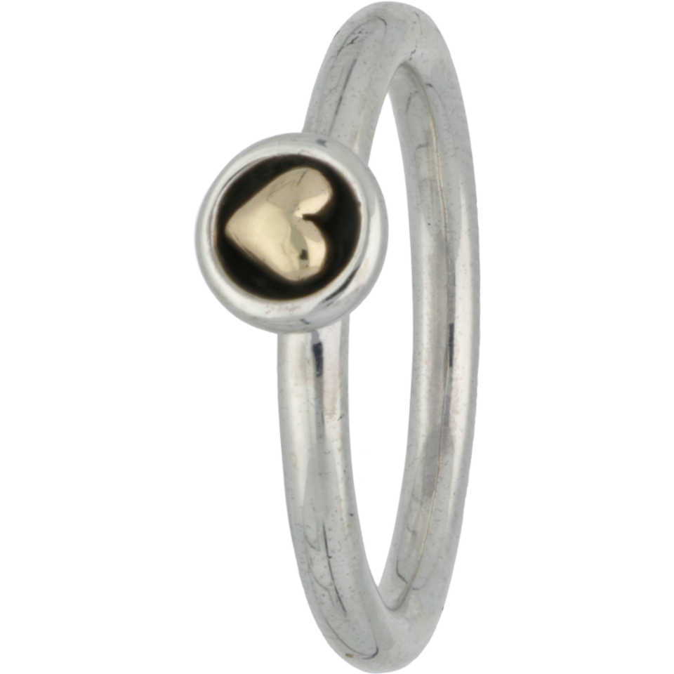 schoner Likeur geleider Pandora Zilveren ring met geelgoud hart| #RECLAIMED 43901 | Reclaimed.nl
