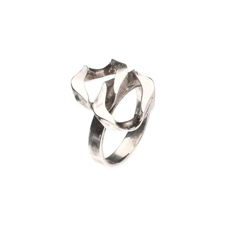 Autonoom Symposium beet Zilveren ring bezet met een grove schakel| #RECLAIMED 8318 | Reclaimed.nl