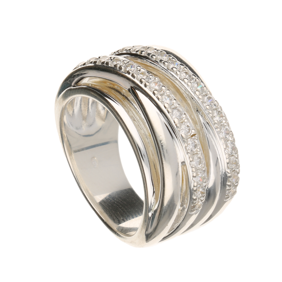periscoop Alarmerend tolerantie Zilveren dubbele ring bezet met zirkonia| #RECLAIMED 10541 | Reclaimed.nl